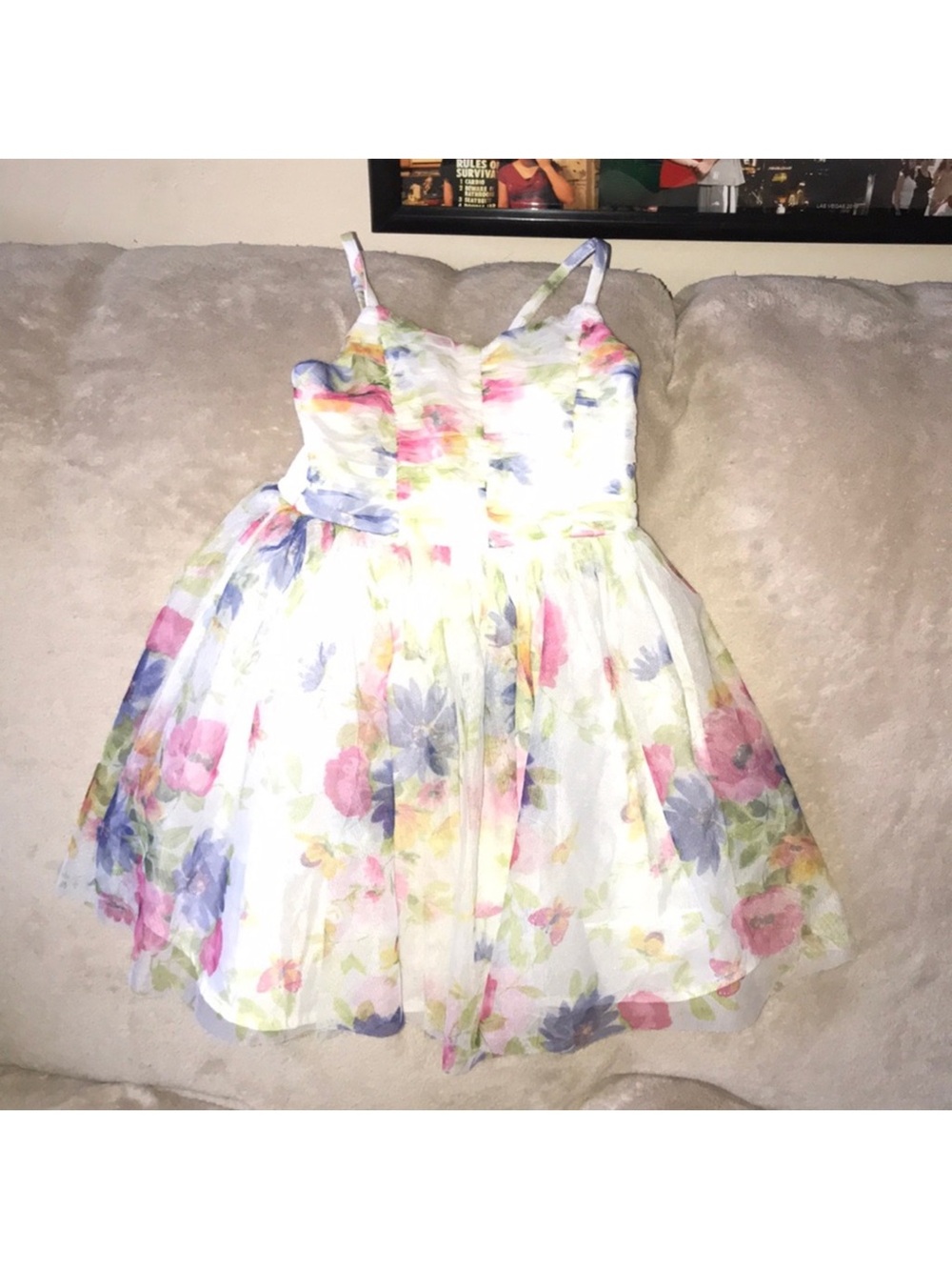 Zenzi XS (4-5) Floral Pastel Sleeveless Girls' Party Dress